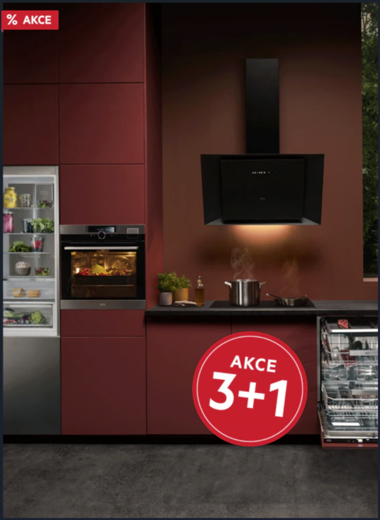 Titulní strana akčního letáku AEG s akcí 3+1